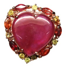 925 Sterling Silver 16 x 17 mm. Red Ruby  Sapphire Jewelry Ring Size 8