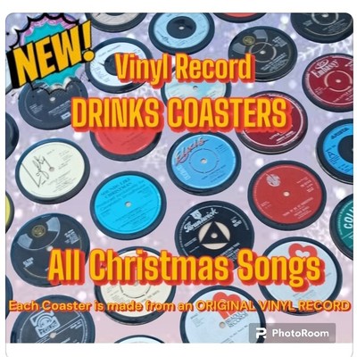 Weihnachtslied Thema GETRÄNKE UNTERSETZER Upcycled VINYL SCHALLPLATTEN