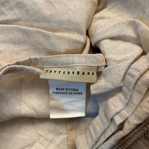 Pottery Barn King Size Sham Silk Front Linen Back Beige & Taupe Pillow Case - Picture 8 of 9