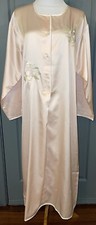 EVE STILLMAN Vintage Embroidered Long Sleeve Pink Satin Nightgown.Medium