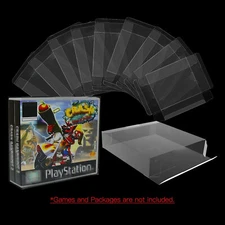 10 Box Protector For SONY PLAYSTATION ONE Double PS1 Games Music Double CD Jewel