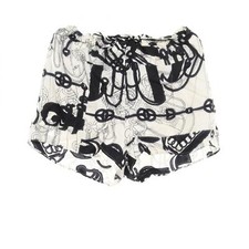 HERMES Pants 2E0427DW silk White Black White Used Women size 38