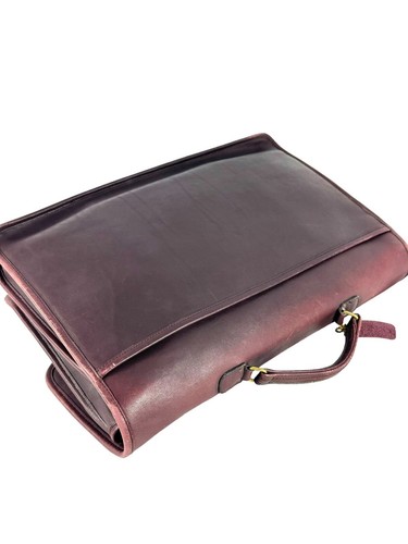 COACH Burgundy Leather Briefcase Mahogany Wall Street Made in New York City USA - Picture 15 of 17