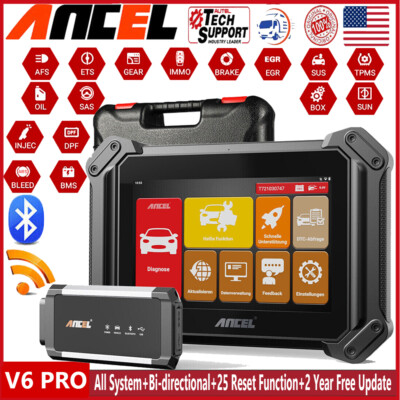 ANCEL V6 Pro OBD2 Scanner Car All System ABS SRS SAS EPB OIL Reset Bidirectional