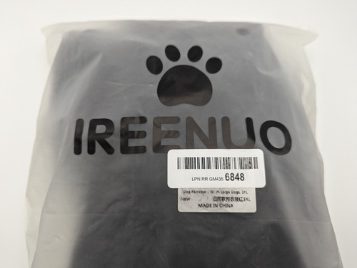 Ireenuo Dog Fleece Lined Waterproof Reflective Raincoat for Large Dogs 3XL Black - Picture 6 of 6