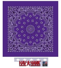  USA MADE Purple PAISLEY BANDANNA 22" Bandana Head Wrap Face Mask Scarf HANKY