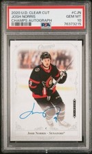 Josh Norris PSA 10 ROOKIE 2020 UD Clear Cut Champs Auto on card Senators