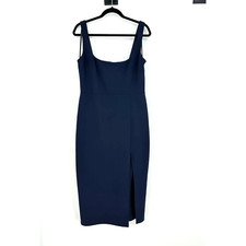 BHLDN navy sheath dress size 14 tank stretchy fully lined slit wedding guest