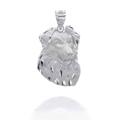 Silver Dog Border Collie Pendant Necklace