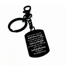 Serenity Prayer Black Charm Clip-On Key Chain, Serenity Prayer Charm, Serenity