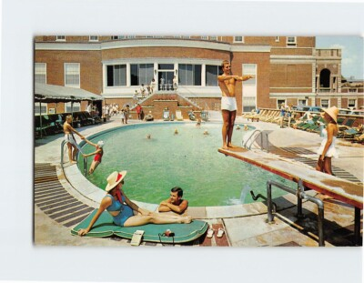 #ad #ad Postcard Outdoor Swimming Pool Salt Water At Colton Manor Atlantic City NJ USA $3.46