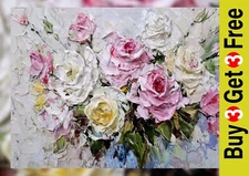 Thick Oil Rose Painting 5"x7" Print on Matte Paper Floral Textured Flower Art