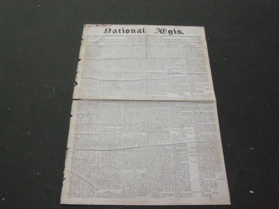 1826 DECEMBER 20 NATIONAL AEGIS NEWSPAPER - WORCESTER MASSACHUSETTS - NP 1476