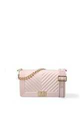 Borsa a Spalla Vegan Leather Trapuntata con Catena Argento - Marc Ellis Pink
