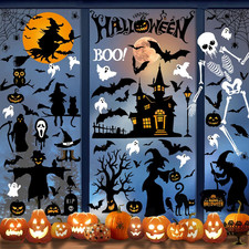 Halloween Window Clings Halloween Decor Indoor Bats Window Decoration Witches...