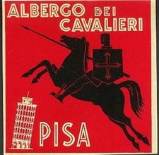 Albergo Dei Cavalieri Hotel Luggage Label PISA Italy