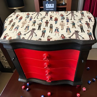 Stranger Things Unisex Jewelry Box Hand Painted With Fabric Decoupage
