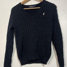 Vintage Polo Ralph Lauren Cable Knit Sweater Pullover Size M Preppy Knit