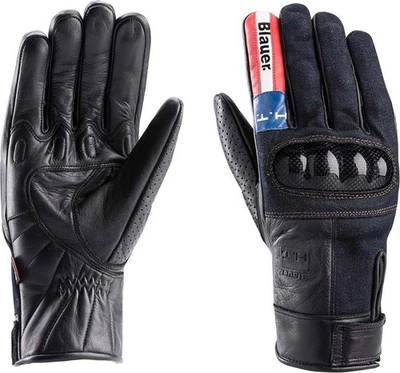 Guantes Moto Verano de Piel Blauer Combo Carbon Denim USA Negro - Imagen 1 de 4