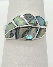 Vintage Marsala Sterling Silver Leaf Inlay Mop Abalone Ring Size 5  