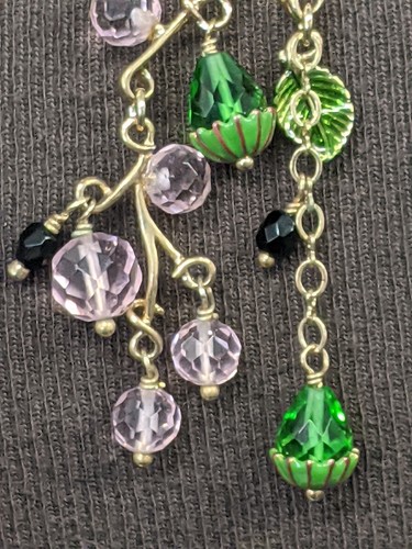 Les Néréides Mohn Halskette Floral Statement Schmuck Kristalle, Feingoldkette - Bild 2 von 7