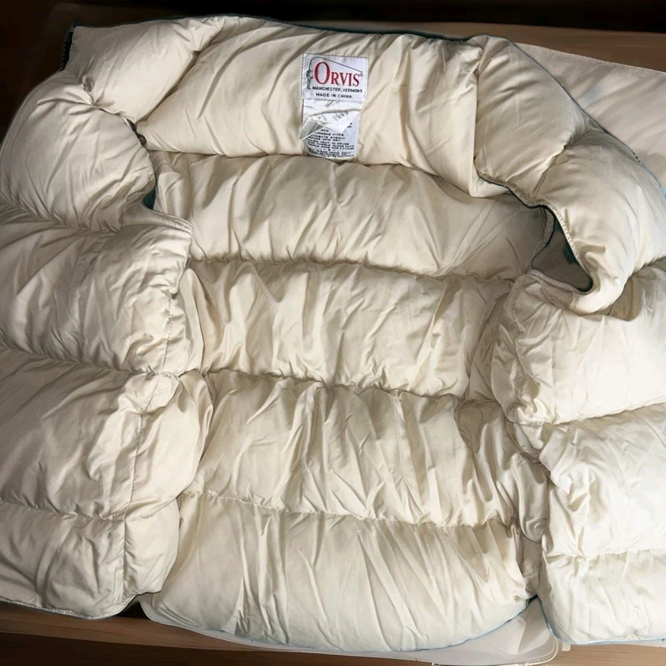 Vintage Orvis Puffer Vest Mens M Green Goose Down Snap Zip Vintage 80s Outdoors - Image 2 of 4