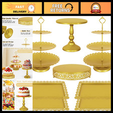 8 Pcs Gold Metal Cake Stand Set - 3-Tier Cupcake Tower  Dessert Display for Par