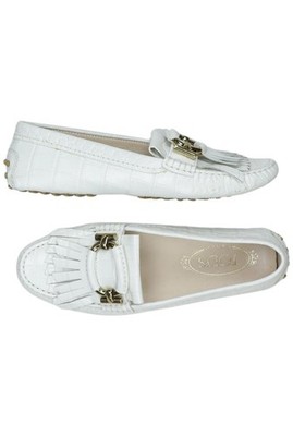 TOD'S Halbschuh Damen Slipper feste Schuhe Gr. EU 37 Leder Weiß #ymp25d7