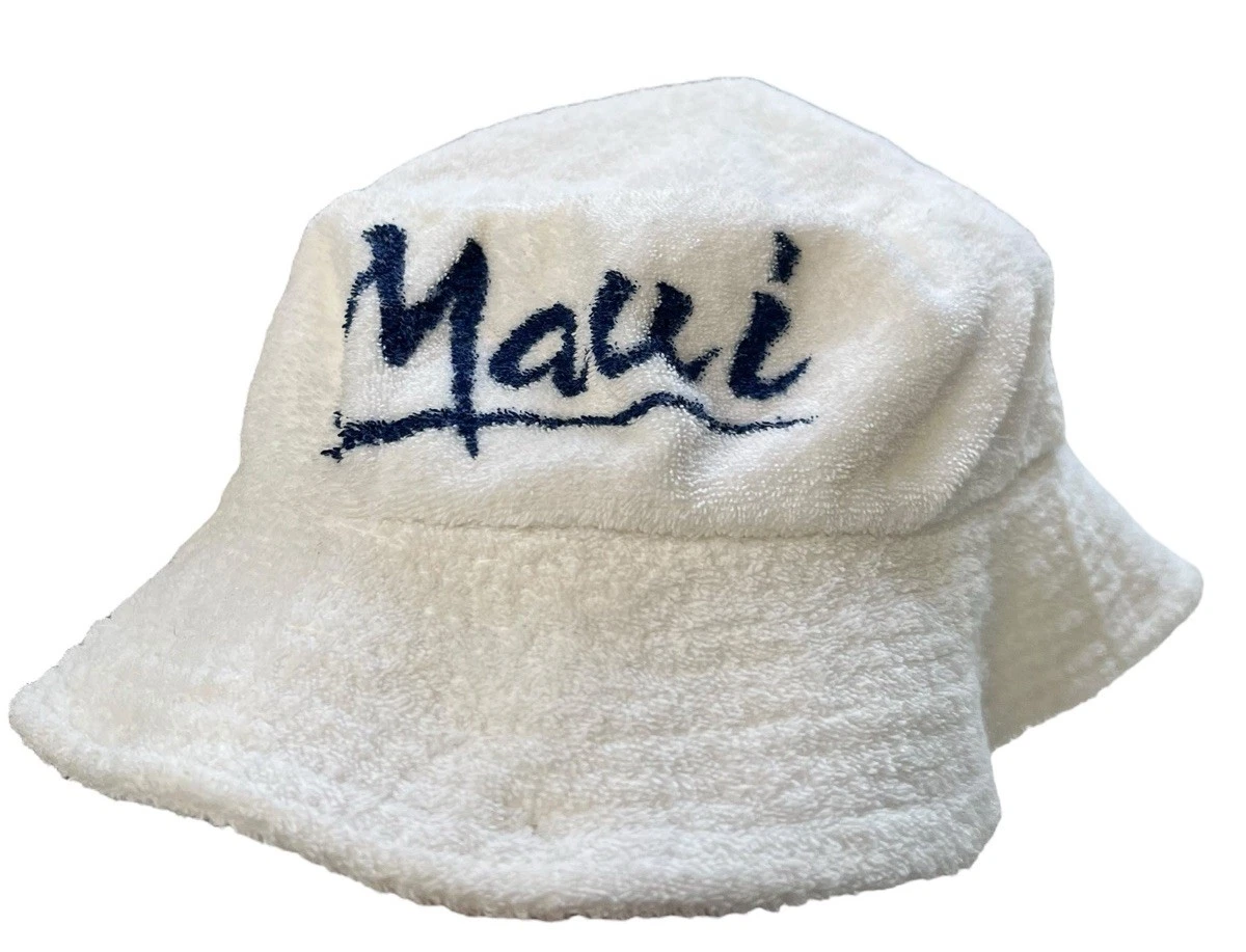 Vintage Maui Hawaii Terry Cloth Bucket Hat Medium Hawaiian Headwear USA