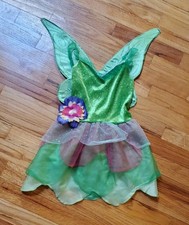 Disney Tinkerbell Costume Green Tulle Multi Layer Dress w/Wings SZ 4-6x