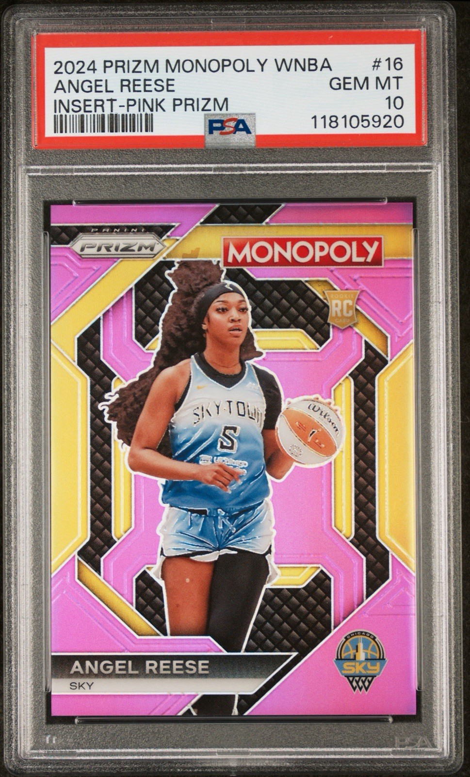 PSA 10 2024 Prizm Monopoly WNBA Angel Reese Insert-Pink Prizm #16 RC /149 GEM