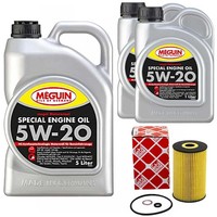 MotoröL Set Megol SAE 5W-20 Meguin 7 Liter + ÖLfilter FüR Hyundai Equus 4.6 V8