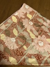 Vintage Triangle Scarf For Women 33  X 49  , Rayon, Coral Multi-floral, 60s-70s