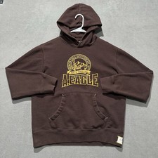 American Eagle Sweatshirt Mens Large Brown Cotton Fleece Y2K Pullover Hoodie EUC