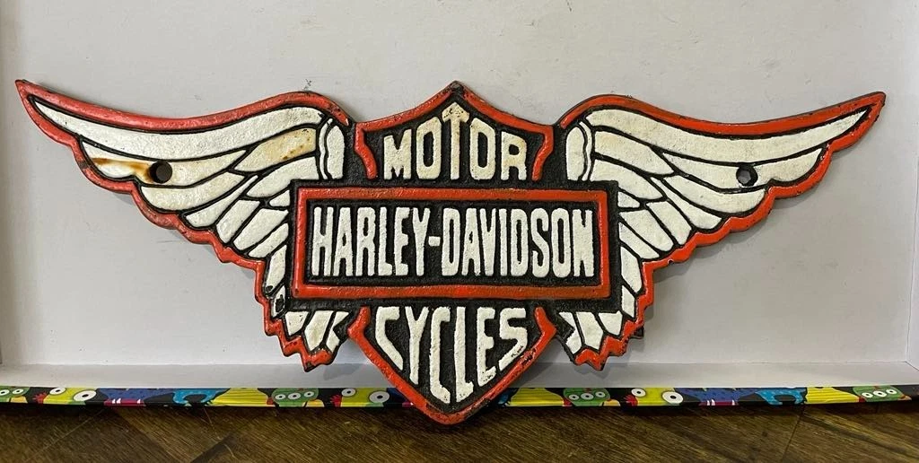 New Cast Iron Non Original Harley-Davidson "Wings" Sign