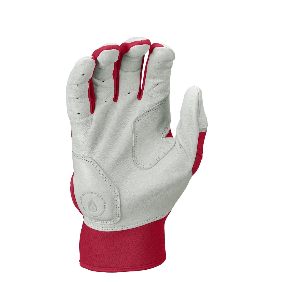 Rawlings | Adult Workhorse Baseball Batting Gloves | White/Scarlet | MED - Image 3 of 4