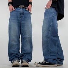 Vintage y2k baggy wide leg faded stonewash grunge skater jeans