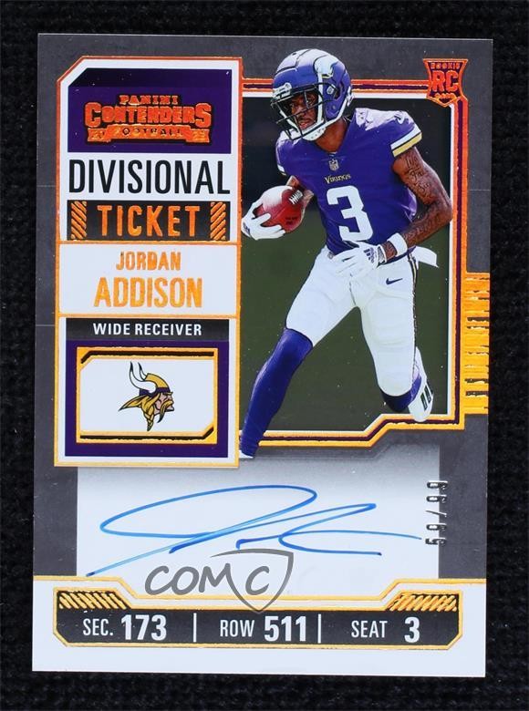2023 Contenders RPS Divisional Ticket 59/99 Jordan Addison Rookie Auto RC 0g4