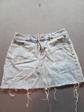 PACSUN LOS ANGELES Denim skirt 26 Frayed Bottoms Button Top Zipper Fly