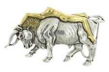 Lady Bull Western Antique Gold/Silver Metal Belt Buckle