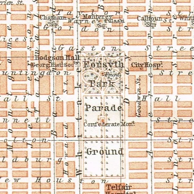 Mapa original de Savannah plano de ciudad 1909 GEORGIA EE. UU. Foto 4 de 4