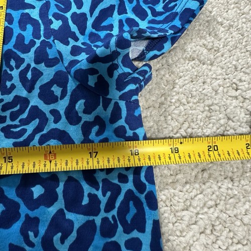 Lilly Pulitzer Etta V Neck Dress Women’s M Blue Cheetah Bauble Trim Short Sleeve - Picture 8 of 9