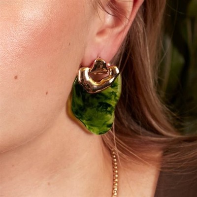 Avon Ivy Women's Earrings - Refined Design with Gold and Green Details, L Edition