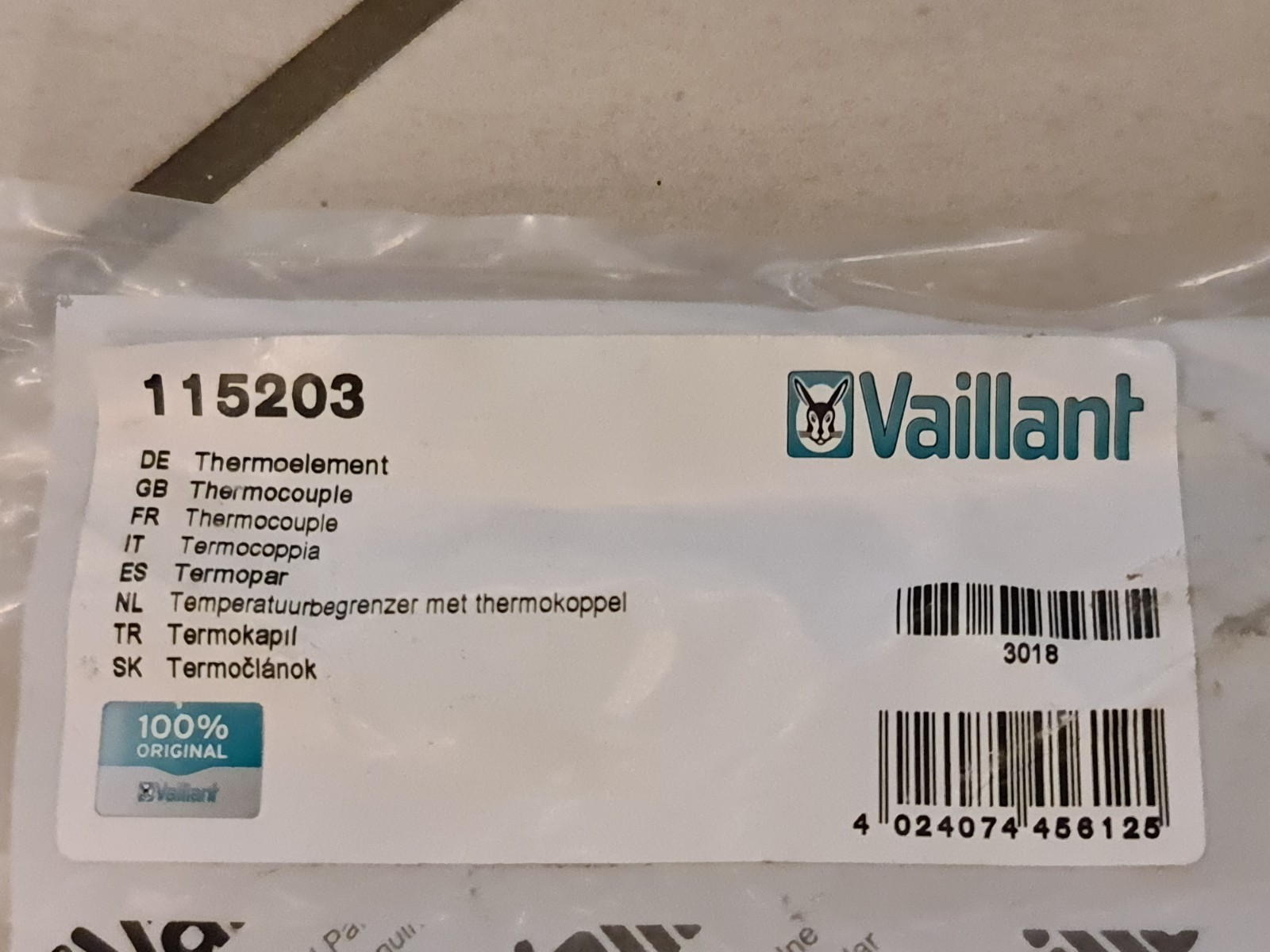 Termopar Vaillant 115203 Vaillant-Nr. 115203