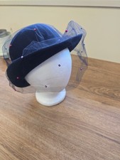 Vintage Navy Black Felt Cocktail Hat with Beaded Net Veil | Bollman Pacesetter