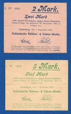 03 344 Notgeld Gottesberg (Walbrzych) Schlesische Kohlen- & Cokes-Werke 2+5 Mark