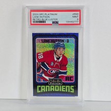 2024-25 O-Pee-Chee OPC Platinum Retro Rookie Blue Luster /100 Lane Hutson PSA 9