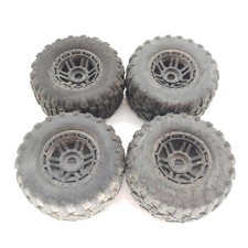 Mismatch Set 4x Traxxas Maxx 2.7 Monster Truck Tires 17mm Hex Wheels Used Mismatch Set 4x Traxxas Maxx 2.7 Monster Truck Tires 17mm Hex Wheels Used