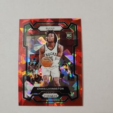 Chris Livingston (RC) 2023-24 Panini Prizm - Red Cracked Ice Prizm #156 BUCKS