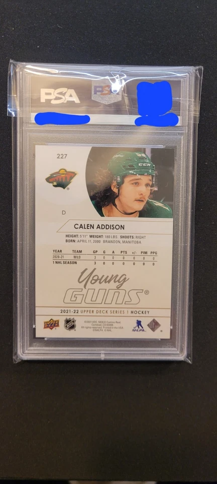 2021-22 Upper Deck - CALEN ADDISON - SPECKLED RAINBOW PSA 10 "GEM MT" LOW POP - Image 2 of 2
